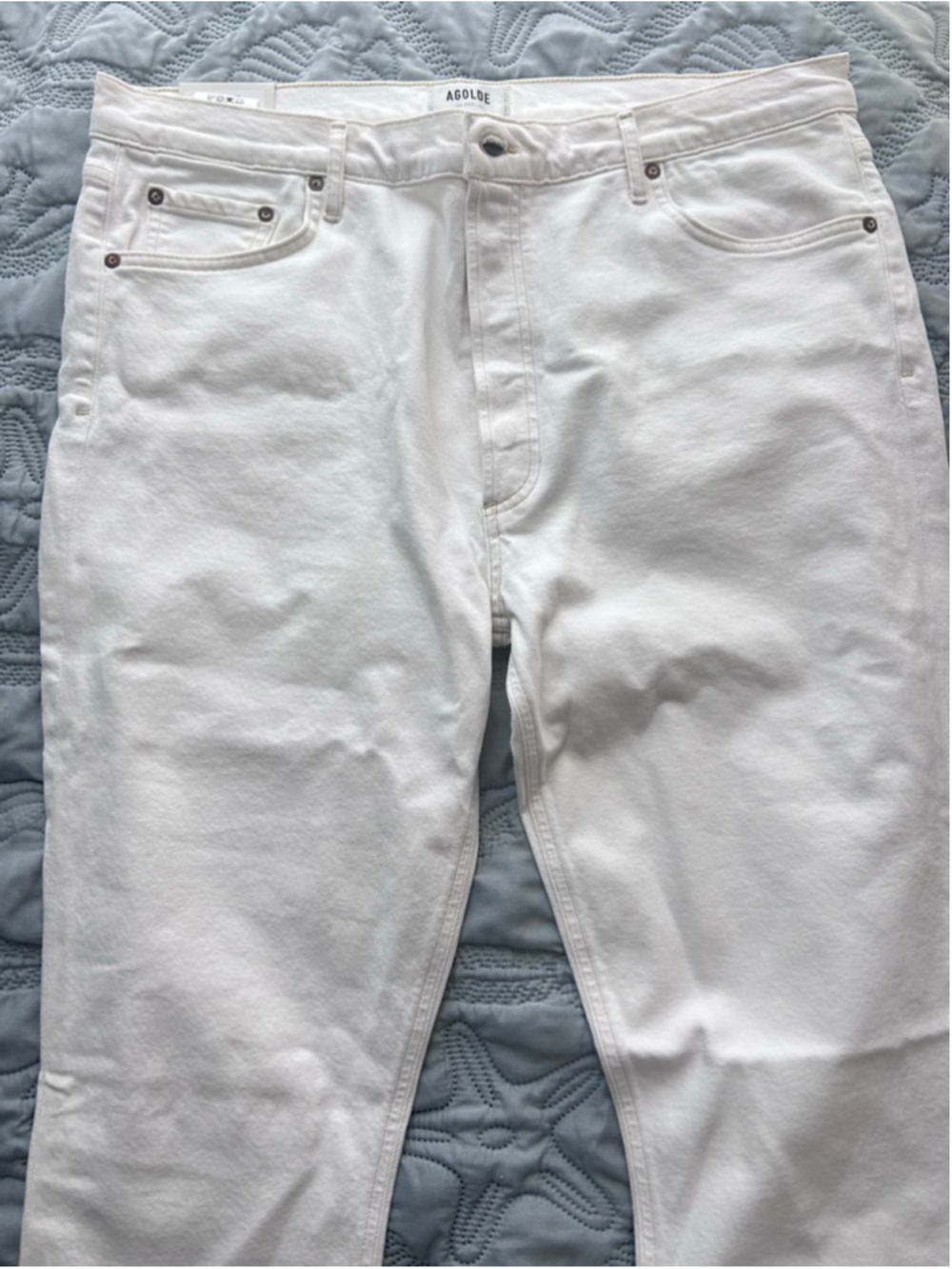 AGOLDE Nico High Rise Slim Crop Jeans White Button Fly Size 34 NWT - Picture 3 of 10